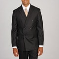Caravelli Italy Men's Superior 150 Double Breasted Tonal Black Suit