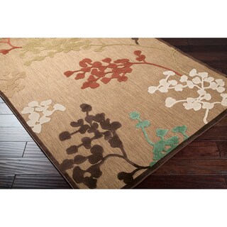 Best Shopping Kinross Meticulously Woven Brown Outdoor Floral Rug (4'7 x 6'7)