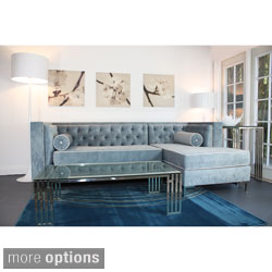 Best Shopping Decenni Custom Furniture 'Tobias' Wedgewood Blue Tufted 8-foot Sectional Sofa