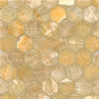 Low Price Sweet Honey Onyx Hexagon Mosaic Polished Tiles (Box of 10 Sheets)