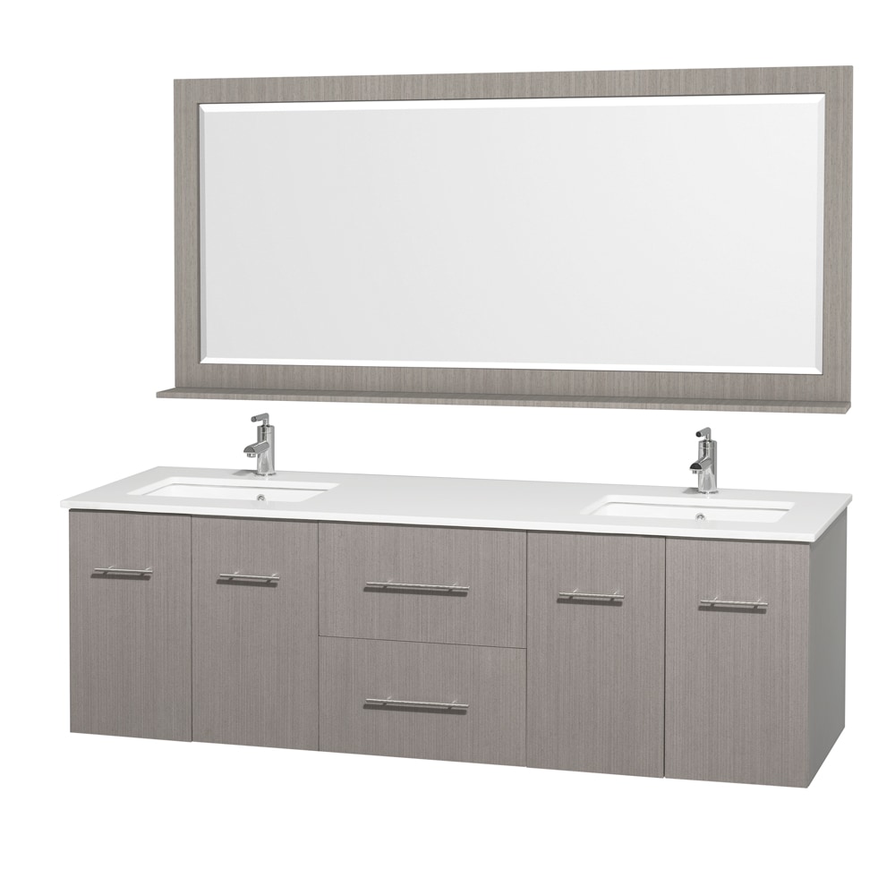 Low Price Centra Grey Oak 72 inch Double Bathroom Vanity Set White Man