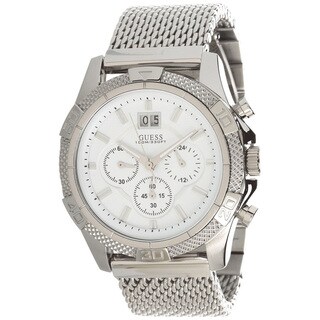 Guess Men's U21502G1 Silver Stainless-Steel Quartz Watch with White Dial
