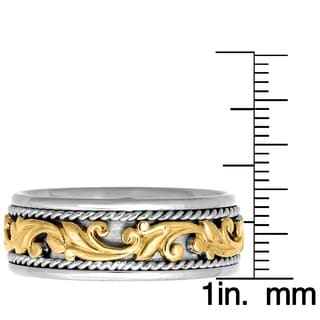 14k Two-tone Men's Handmade Comfort Fit Wedding Band
