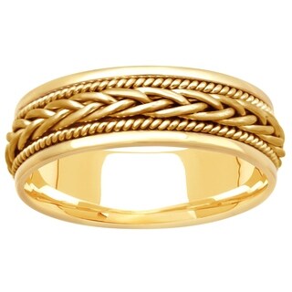 14k Yellow Gold Men's Handmade Comfort Fit Wedding Band