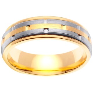 14k Two-tone Men's Handmade Comfort Fit Wedding Band
