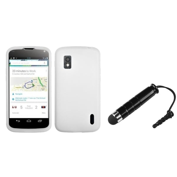 BasAcc Solid White Skin Case/ Stylus for LG Nexus 4 E960