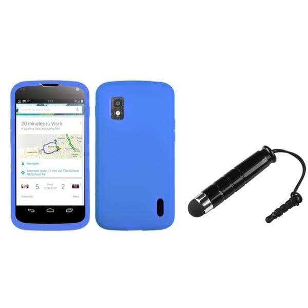 BasAcc Solid Dark Blue Skin Case/ Stylus for LG Nexus 4 E960