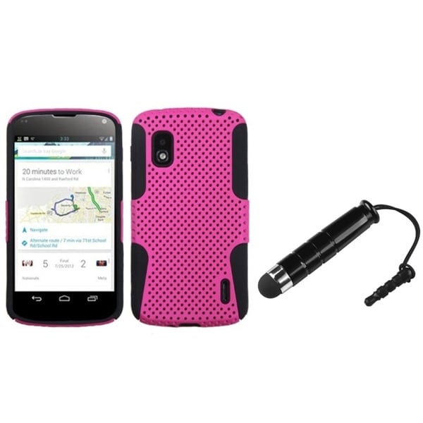 BasAcc Hot Pink/ Black Astronoot Case/ Stylus for LG Nexus 4 E960