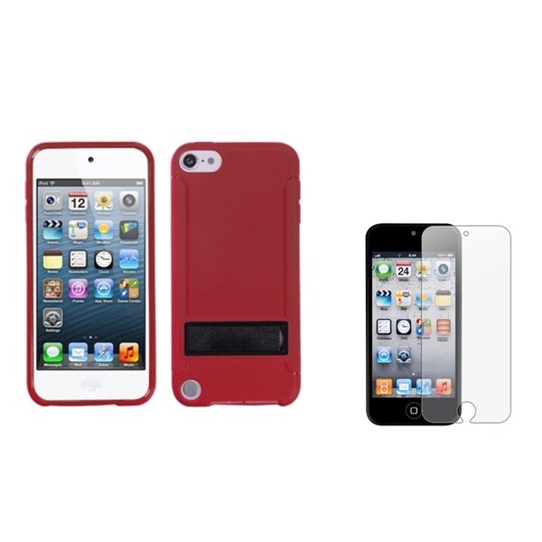 Insten Gummy iPod Case Cover/ Anti-glare Screen Protector for Apple iPod Touch 5th/ 6th