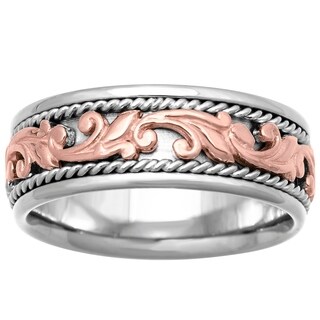14k Two-tone Gold Men's Handmade Comfort Fit Wedding Band