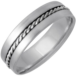 14k White Gold Men's Handmade Comfort Fit Wedding Band