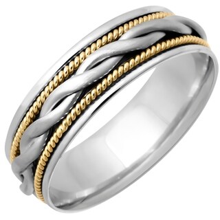 14k Two-tone Gold Men's Handmade Comfort Fit Wedding Band