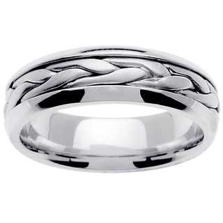 14k White Gold Men's Comfort Fit Handmade Wedding Band