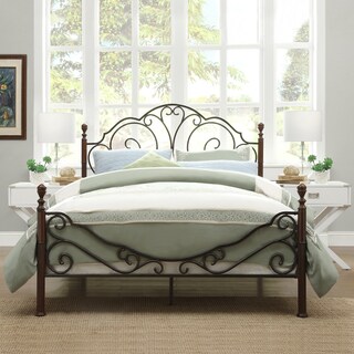LeAnn Graceful Scroll Bronze Iron Twin-size Poster Bed