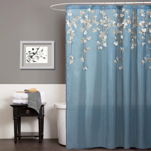 Industrial Pipe Curtain Rods Cool Blue Shower Curtain