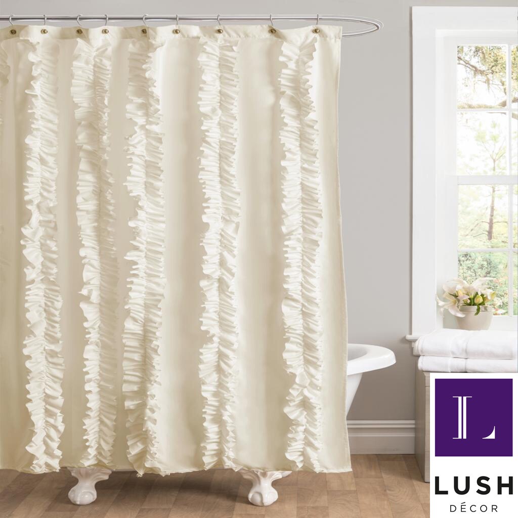 Lush Decor Belle Ivory Ruffled Shower Curtain