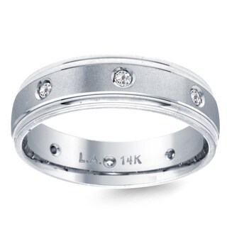 14k White Gold 1/6ct TDW Men's Diamond Wedding Band (G-H, SI1-SI2)