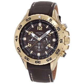 Nautica Men's Leather N18522G Brown Leather Quartz Watch with Brown Dial