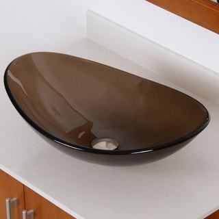 ELITE 7007 Oval Design Tempered Glass Bathroom Vessel Sink