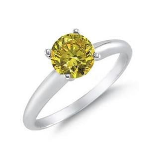 14K White Gold 14ct TDW Yellow Diamond Solitaire Ring Today: 253.99 ...