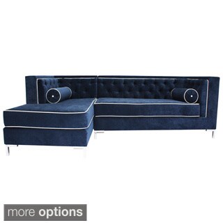 Decenni Custom Furniture Tobias Navy Tuffted Sectional