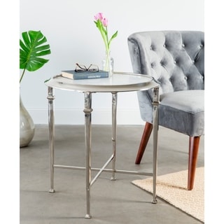 White Granite Inset Accent Table