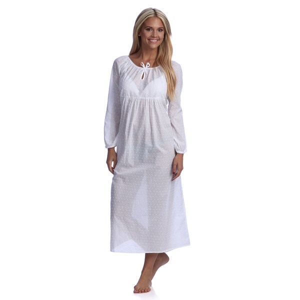 FullLength Embroidered White Nightgown
