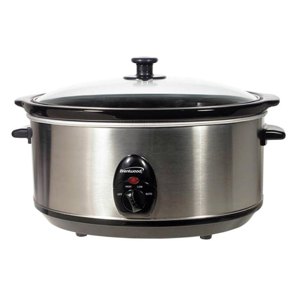 Brentwood SC-150S 6.5 Quart Stainless Steel Slow Cooker- Stainless & Black