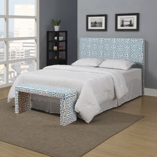 Portfolio Upton Caribbean Blue Greek Key Full/Queen Headboard and Bench Set