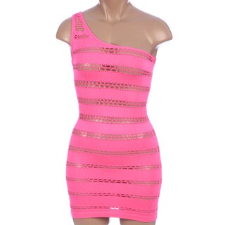 Click to Enlarge for Pink Lipstick One-shoulder Seamless Mini Dress Pink Lipstick One-shoulder Seamless Mini Dress-Image