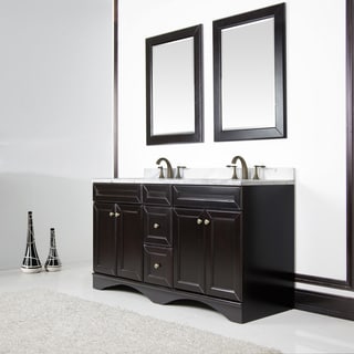 Low Price Espresso and Italian Carrera Ivory Marble Top 60-inch Double Vanity by Sirio