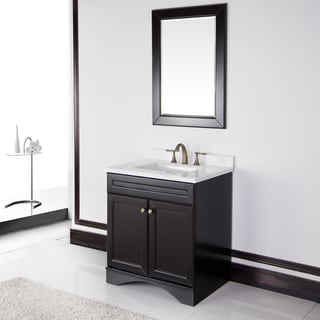 @@@ >  Espresso cabinet/ Ivory Carrera Italian Marble Top 30-inch Bathroom Vanity by Sirio