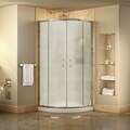 DreamLine Prime Sliding Frosted Shower Enclosure and 38x38-inch Shower Tray