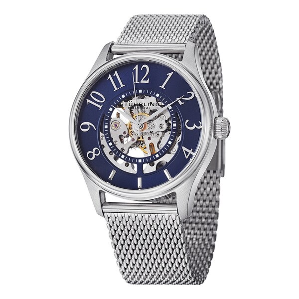 Stuhrling Original Men's Solaris Elite Automatic Skeleton Mesh Band Watch
