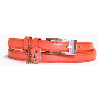 Women's Coral Leather Skinny Belt