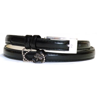 Women's Black Leather Skinny Belt