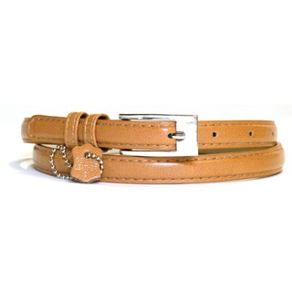 Women's Tan Leather Skinny Belt