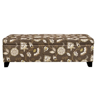 angelo:HOME Kent Vintage Cocoa Brown Floral Storage Ottoman