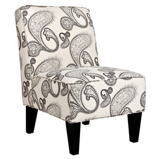 angelo:HOME Dover Modern Charcoal and Cream Paisley Armless Chair