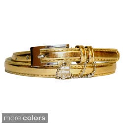 Women's Metallic Leather Skinny Belt