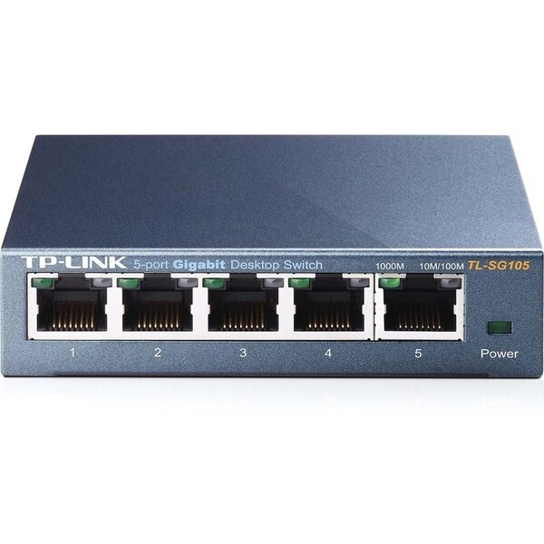 TP-LINK TL-SG105 5-Port 10/100/1000Mbps Desktop Gigabit Steel Cased S