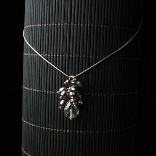 Pearl and Crystal Bead Cluster Pendant Necklace (China)