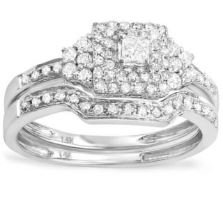 14k White Gold 1/2ct TDW Diamond Bridal Ring Set (H-I, I1-I2)