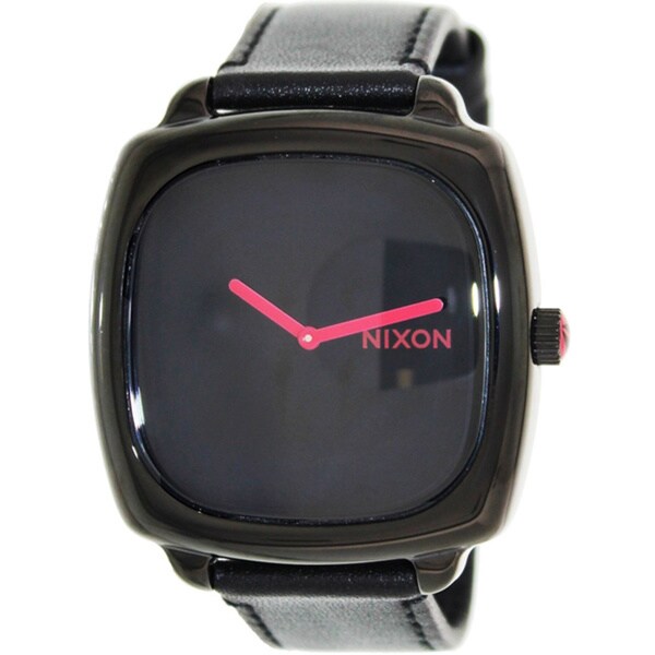 Nixon Men's 'Shutter' Black Leather Strap Watch 