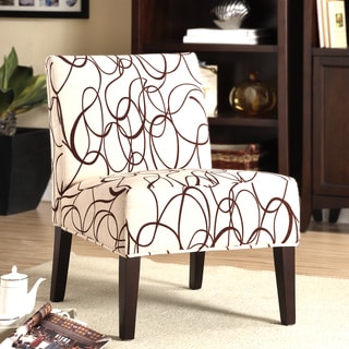 Modern Brown Scroll Print Upholstered Lounge Chair