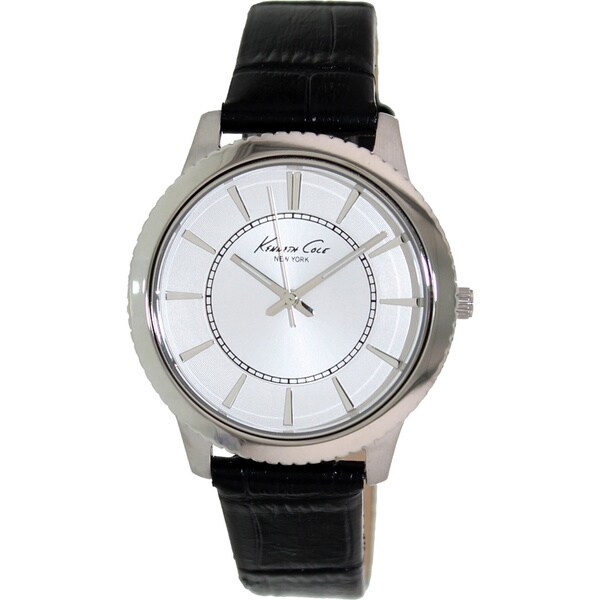 Kenneth Cole Women's White Dial Black Leather Quartz Watch
