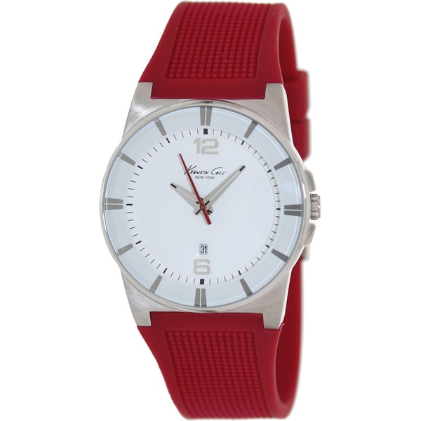 Kenneth Cole Women's White Dial Red Silicone Quartz Watch