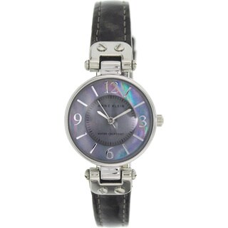 Anne Klein Women's Grey Leather Mother of Pearl Dial Quartz Watch