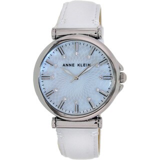 Anne Klein Women's White Leather Mother of Pearl Dial Quartz Watch