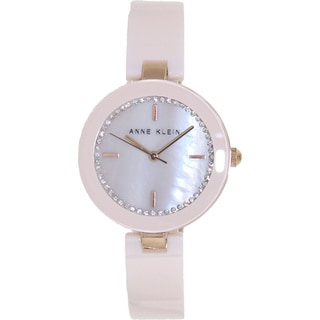 Anne Klein Women's 'AK-1314RGLP' Pink Ceramic Mother-of-Pearl Dial Quartz Watch